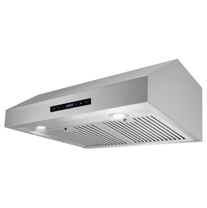 Cosmo 30 in. Stainless Steel Ductless Under Cabinet Range Hood with LED Light, 380 CFM, Permanent Filters