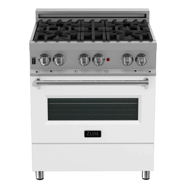 ZLINE 30" Dual Fuel Range with Gas Stove and Electric Oven - Fingerprint Resistant with Matte White Door
