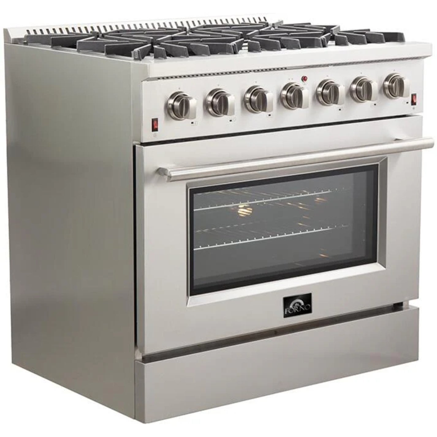 Forno Galiano 36-inch Freestanding Gas Range Stainless Steel, 6 Burners, 5.36 cu.ft. Convection Oven, FFSGS6244-36