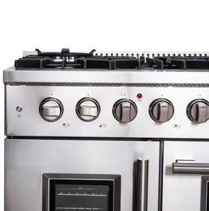 Forno Galiano 48-inch French Door Gas Range All Stainless Steel, 8 Sealed Burners, FFSGS6444-48