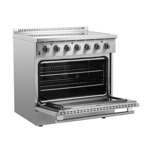 Forno Galiano 36-inch Freestanding Electric Range Stainless Steel, 5 Elements, 5.36 cu.ft. True Convection Oven with Air Fryer, FFSEL6083-36
