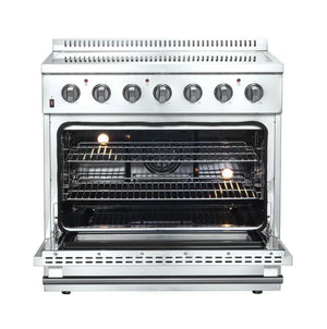 Forno Galiano 36-inch Freestanding Electric Range Stainless Steel, 5 Elements, 5.36 cu.ft. True Convection Oven with Air Fryer, FFSEL6083-36