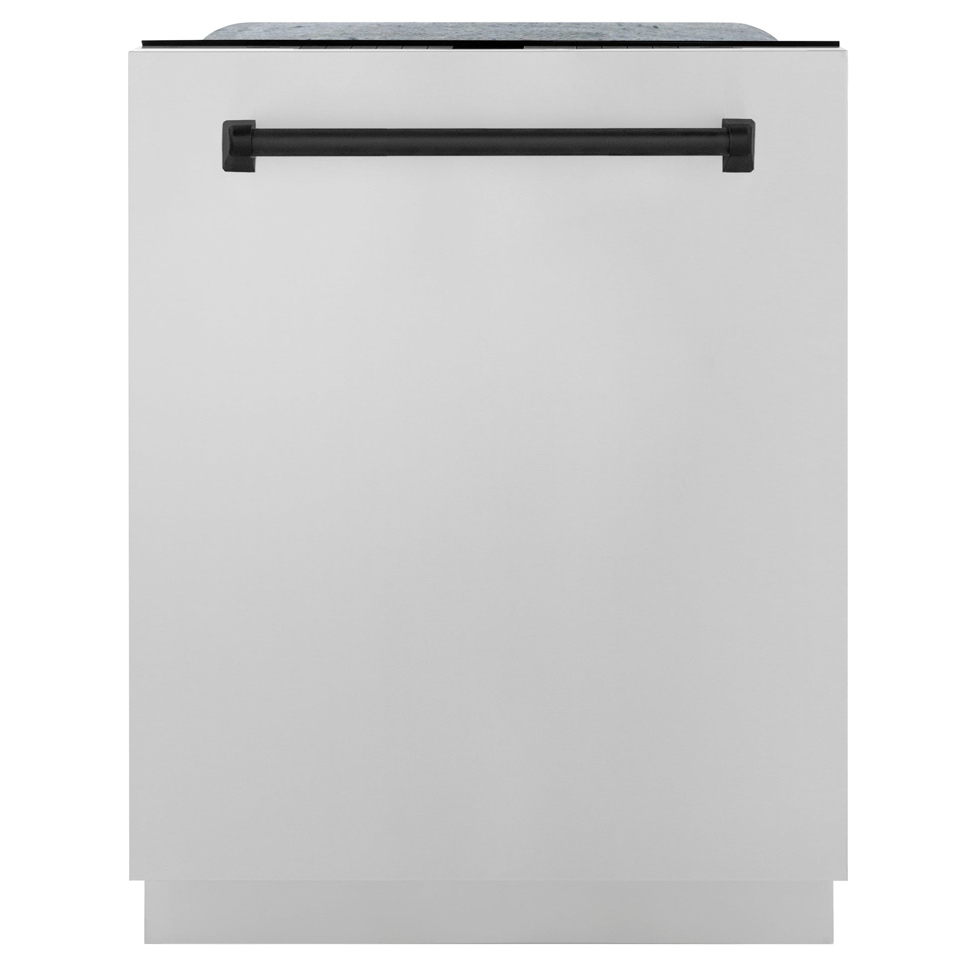 ZLINE 4-Appliance 48" Autograph Edition Kitchen Package with Stainless Steel Dual Fuel Range, Range Hood, Dishwasher, and Refrigeration Including External Water Dispenser with Matte Black Accents