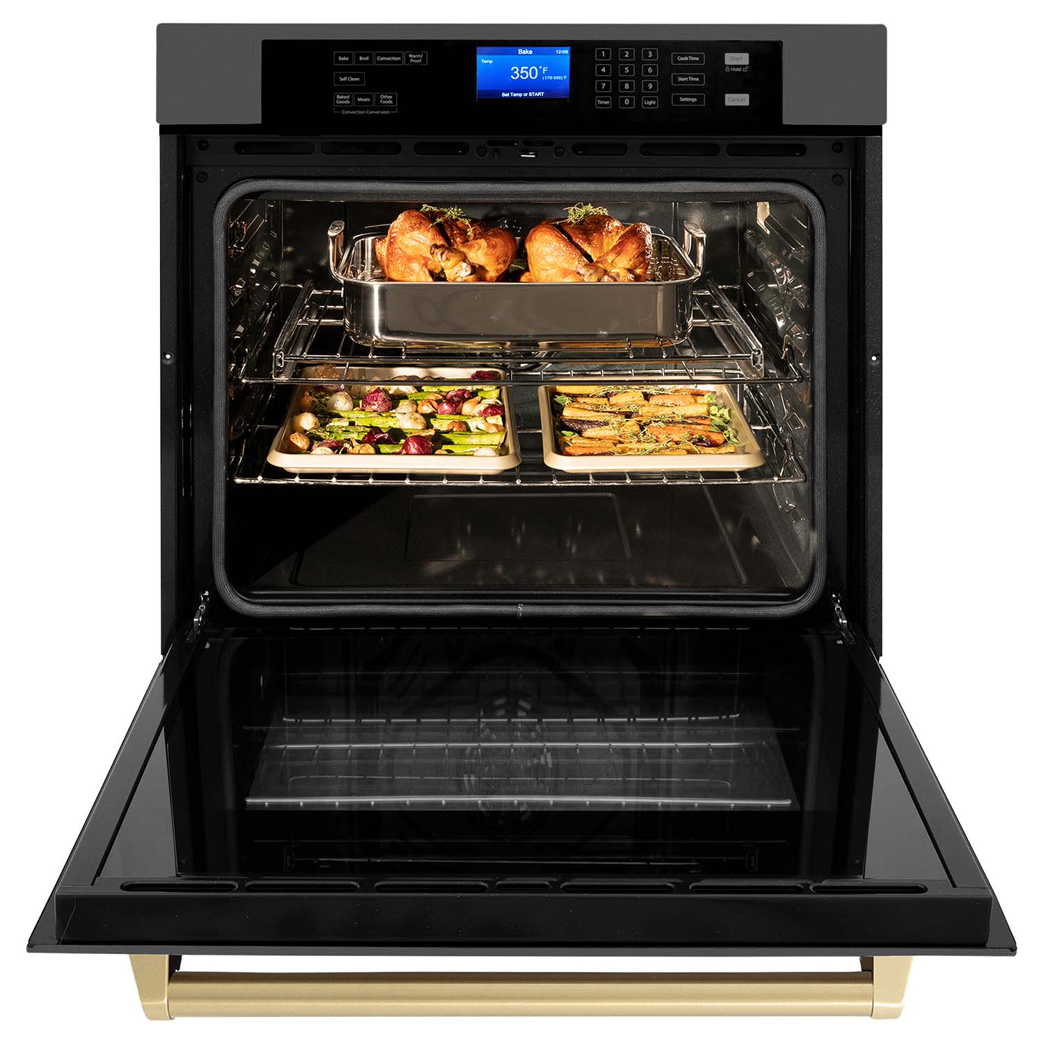 ZLINE 30" Autograph Edition Single Wall Oven - Black Stainless Steel with Accents, Self Clean, True Convection
