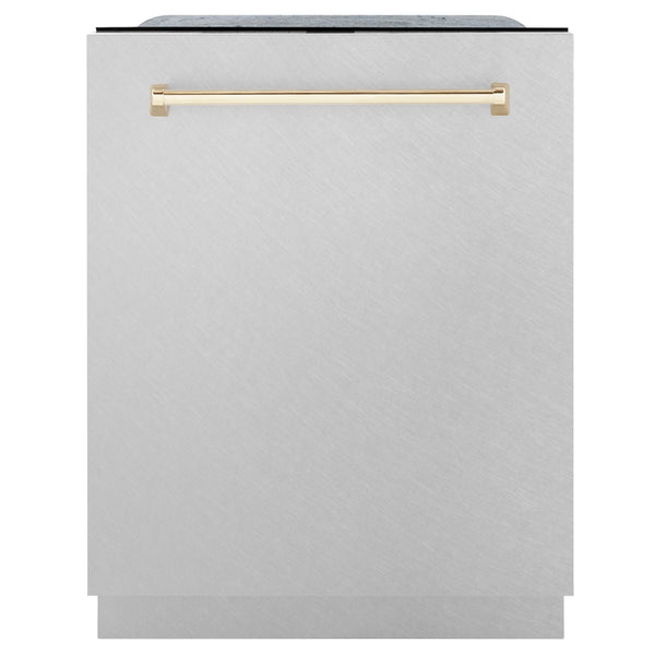 ZLINE Autograph Edition 24" 3rd Rack Top Control Tall Tub Dishwasher - Fingerprint Resistant Stainless Steel with Accent Handle