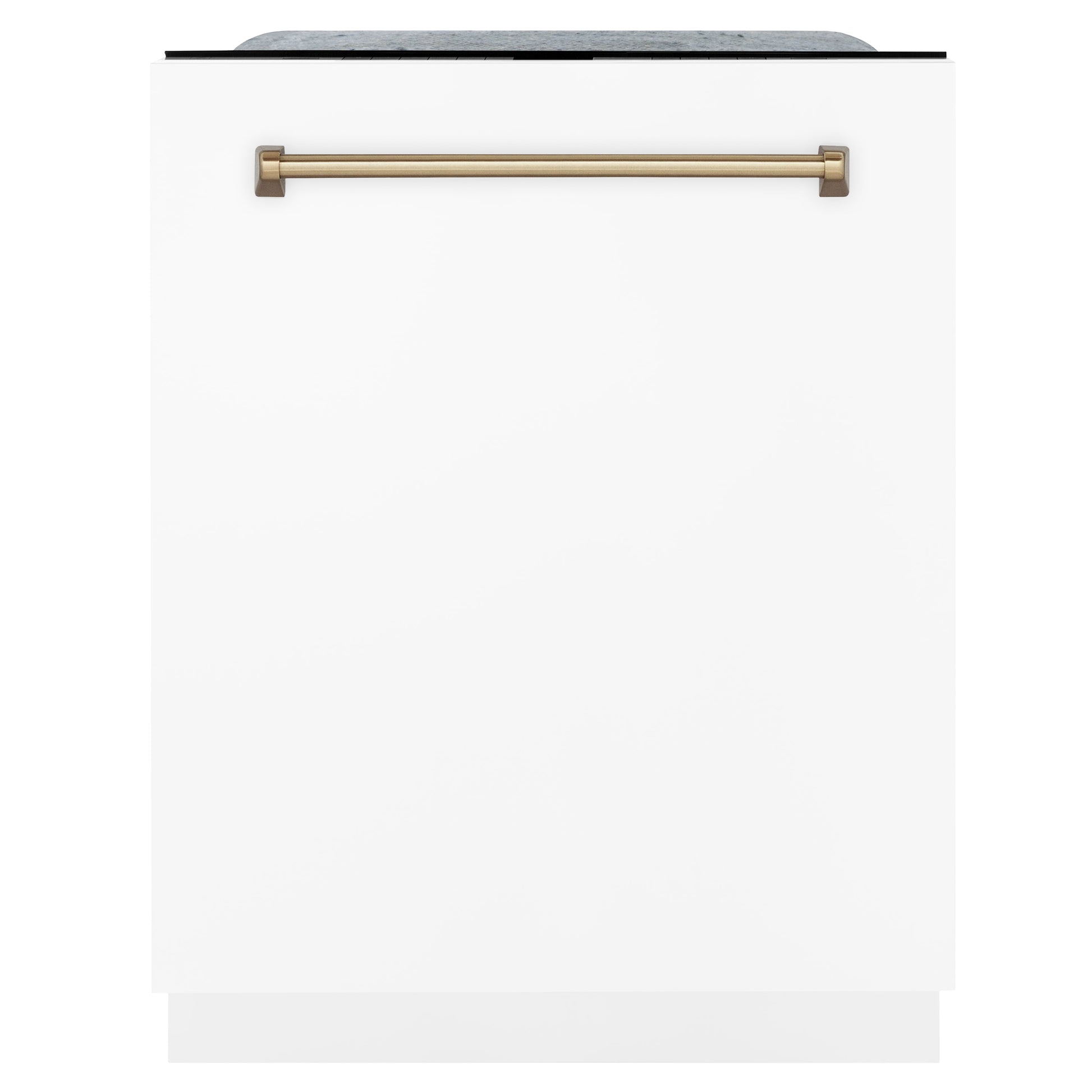 ZLINE 3-Appliance 36" Autograph Edition Kitchen Package with Stainless Steel Dual Fuel Range with White Matte Door, Range Hood, and Dishwasher with Champagne Bronze Accents