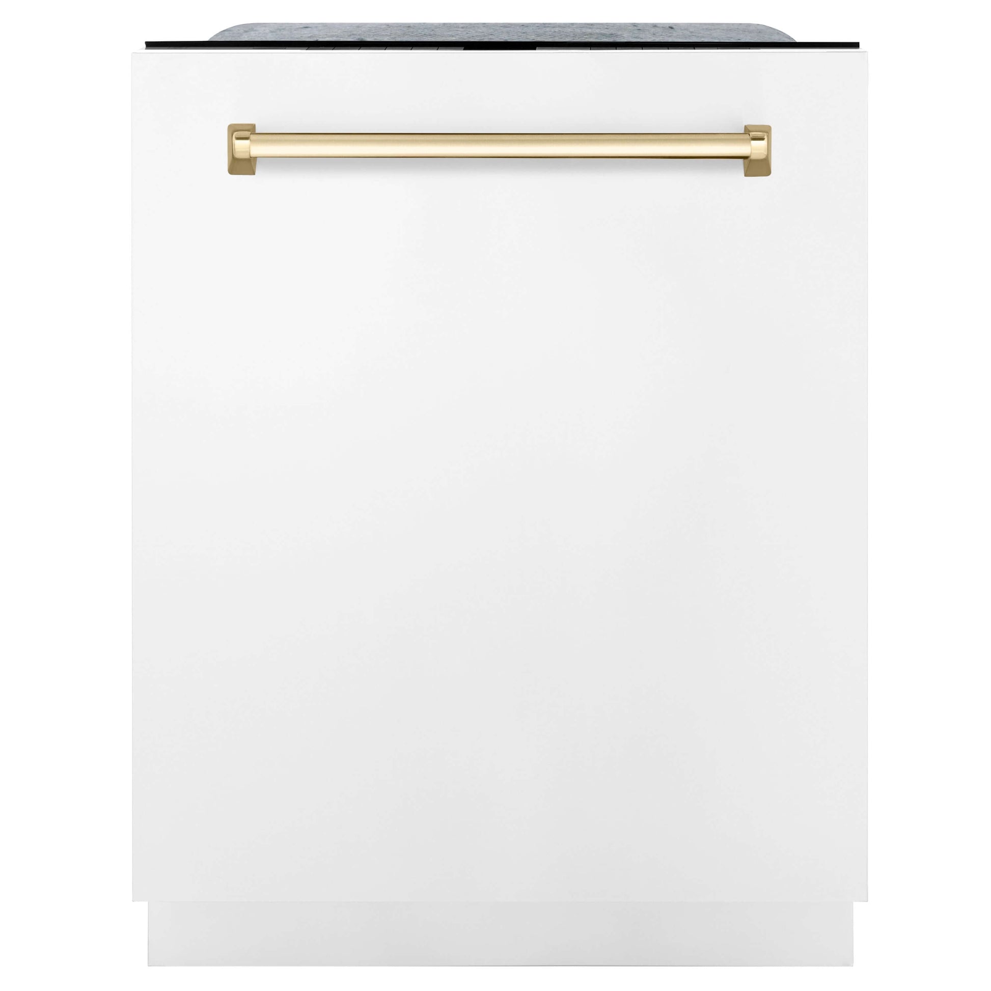 ZLINE 3-Appliance 30" Autograph Edition Kitchen Package with Stainless Steel Dual Fuel Range with Matte White Door, Range Hood, and Dishwasher with Polished Gold Accents