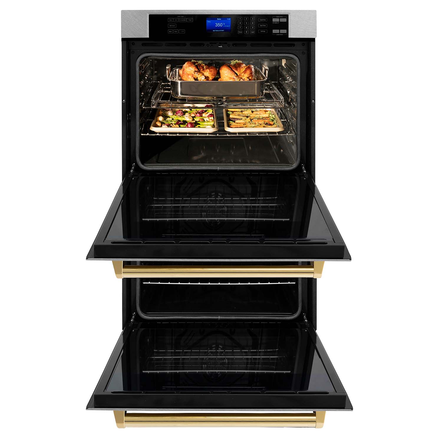ZLINE 30" Autograph Edition Electric Double Wall Oven - DuraSnow Stainless Steel with Accents, Self Clean, True Convection