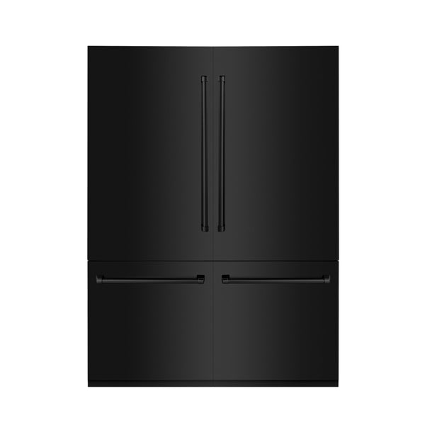 ZLINE 60" Built-In 4-Door French Door Refrigerator with Internal Water and Ice Dispenser - Black Stainless Steel