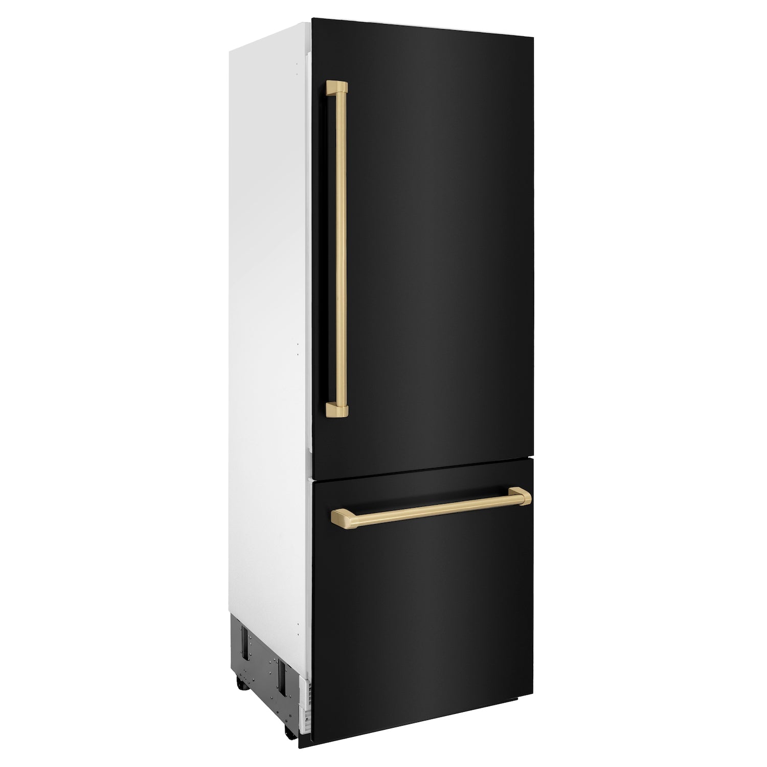 ZLINE 30" Autograph Edition Built-in 2-Door Bottom Freezer Refrigerator - Black Stainless Steel with Champagne Bronze Accents, Internal Water and Ice Dispenser