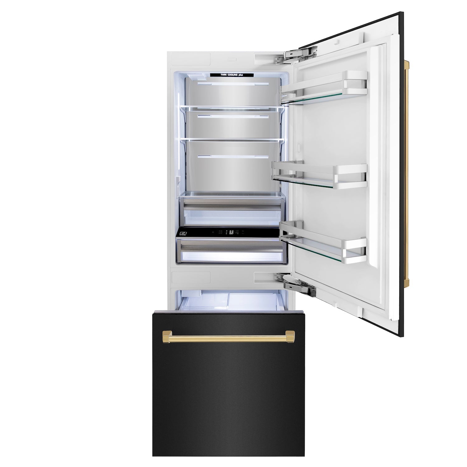 ZLINE 30" Autograph Edition Built-in 2-Door Bottom Freezer Refrigerator - Stainless Steel, Internal Water and Ice Dispenser