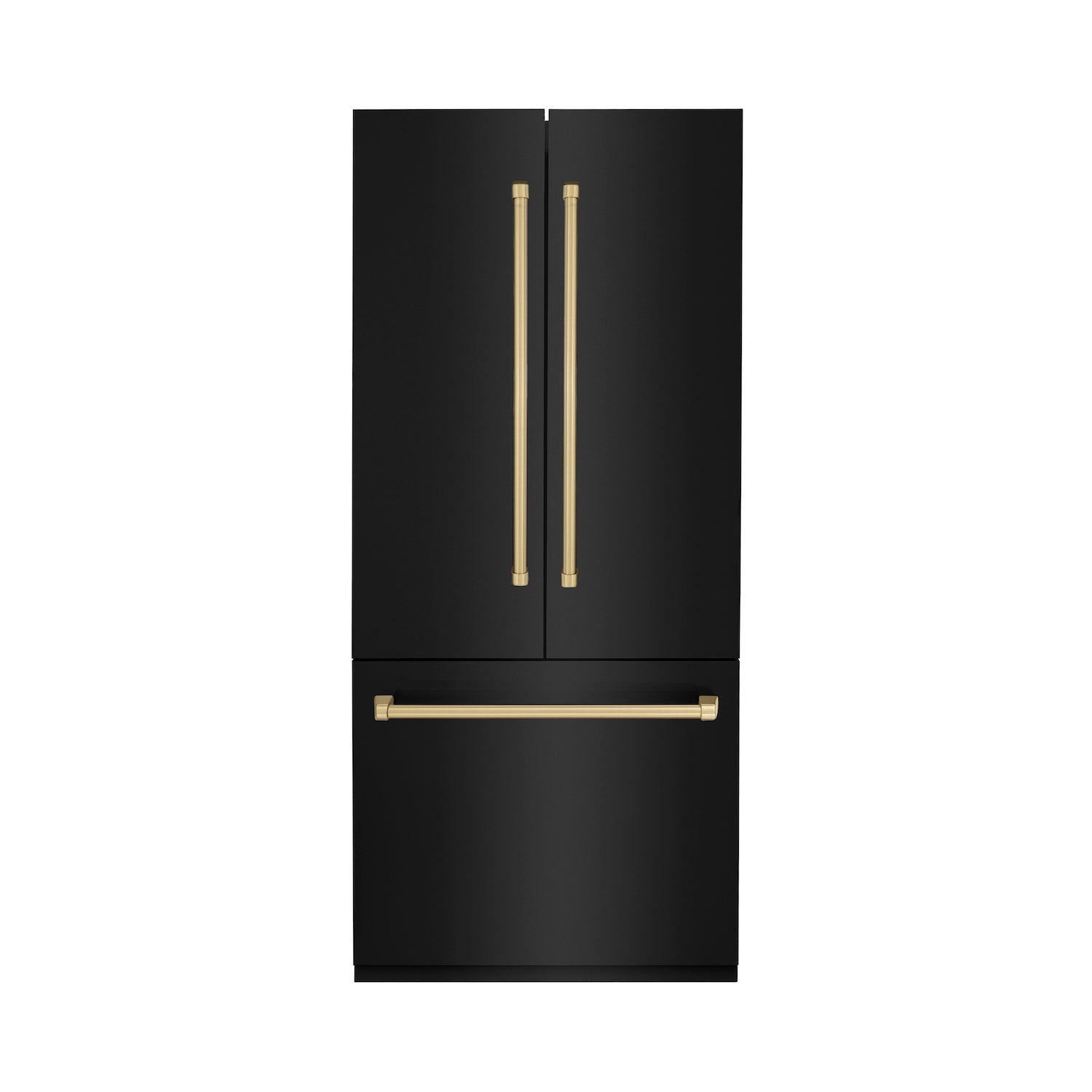 ZLINE 36" Autograph Edition Built-in 2-Door Bottom Freezer Refrigerator - Black Stainless Steel with Champagne Bronze Accents, Internal Water and Ice Dispenser