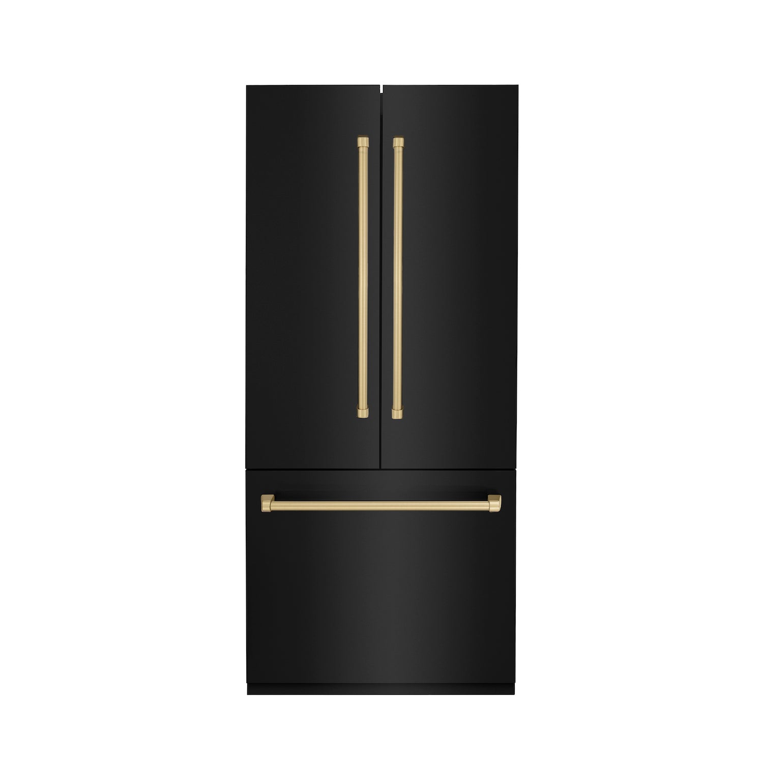 ZLINE 36" Autograph Edition Built-in 2-Door Bottom Freezer Refrigerator - Black Stainless Steel with Champagne Bronze Accents, Internal Water and Ice Dispenser
