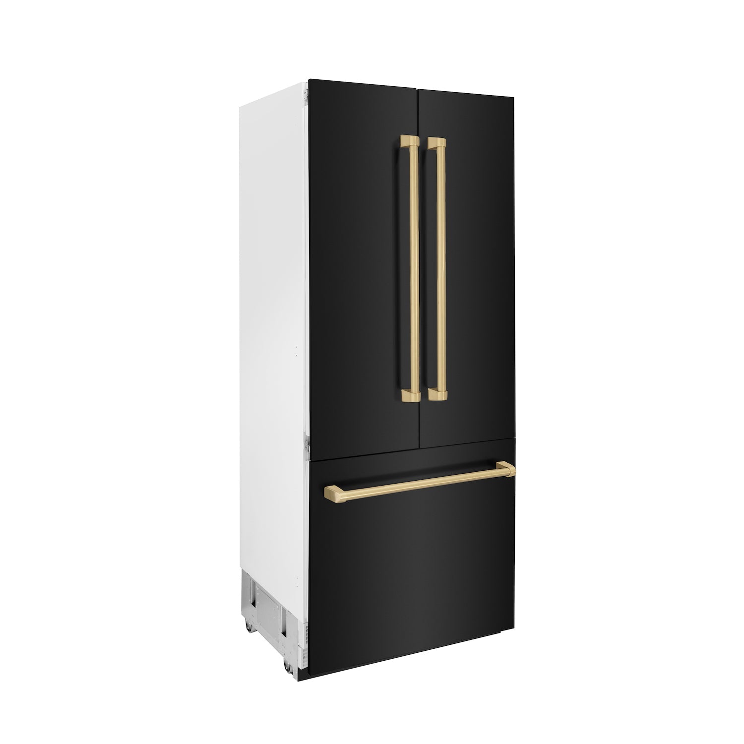 ZLINE 36" Autograph Edition Built-in 2-Door Bottom Freezer Refrigerator - Black Stainless Steel with Champagne Bronze Accents, Internal Water and Ice Dispenser