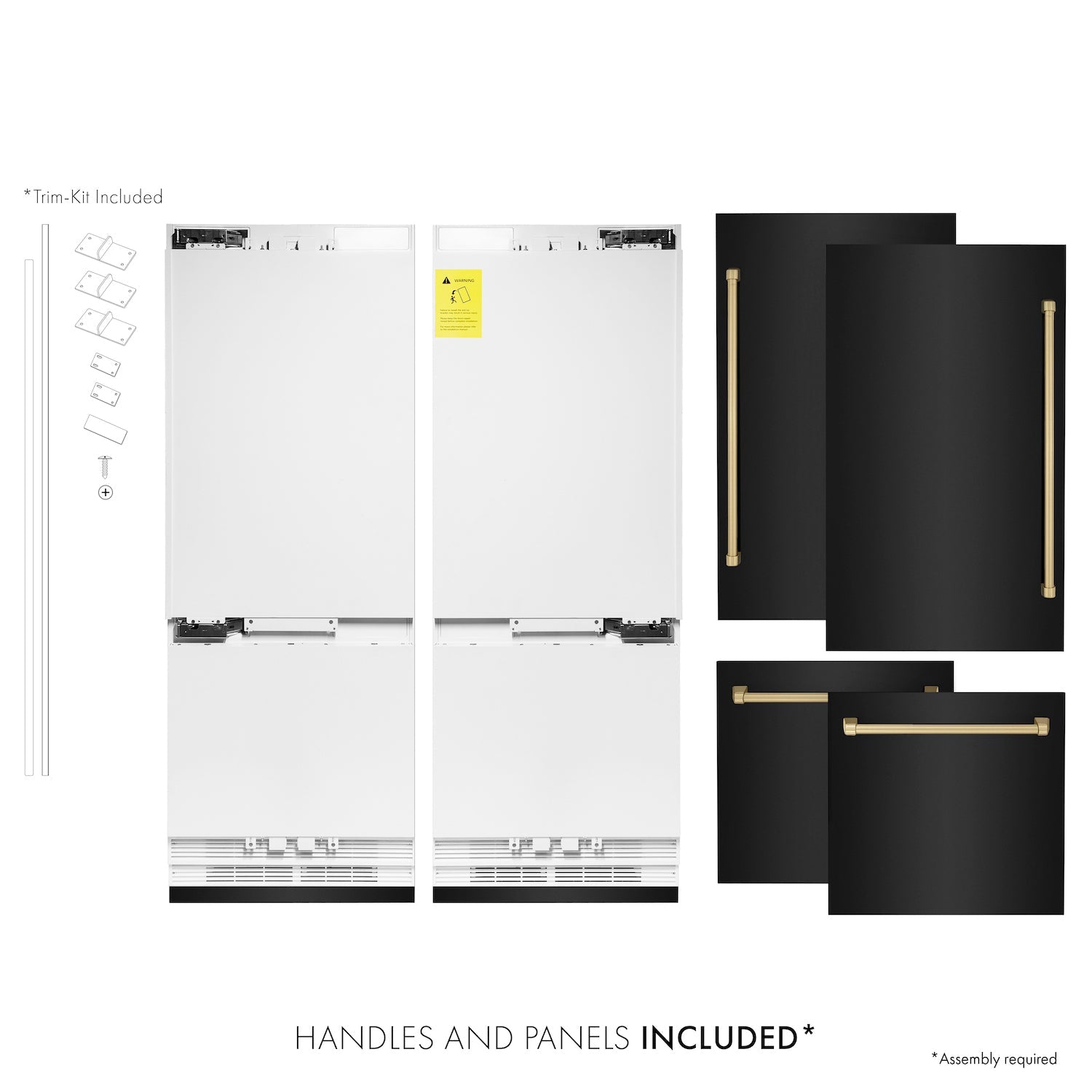 ZLINE 60" Autograph Edition Built-in 4-Door French Door Refrigerator - Black Stainless Steel with Champagne Bronze Accents, Internal Water and Ice Dispenser