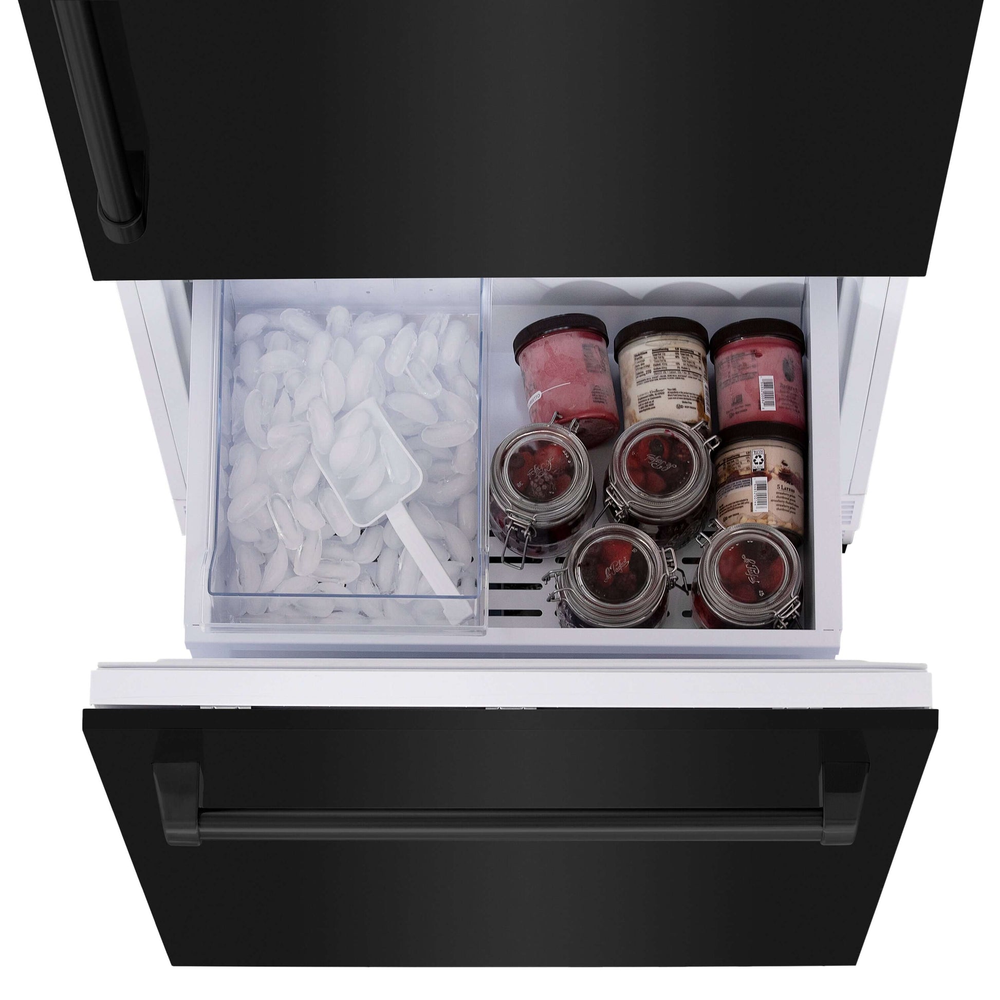 ZLINE 30" Built-In 2-Door Bottom Freezer Refrigerator with Internal Water and Ice Dispenser - Black Stainless Steel