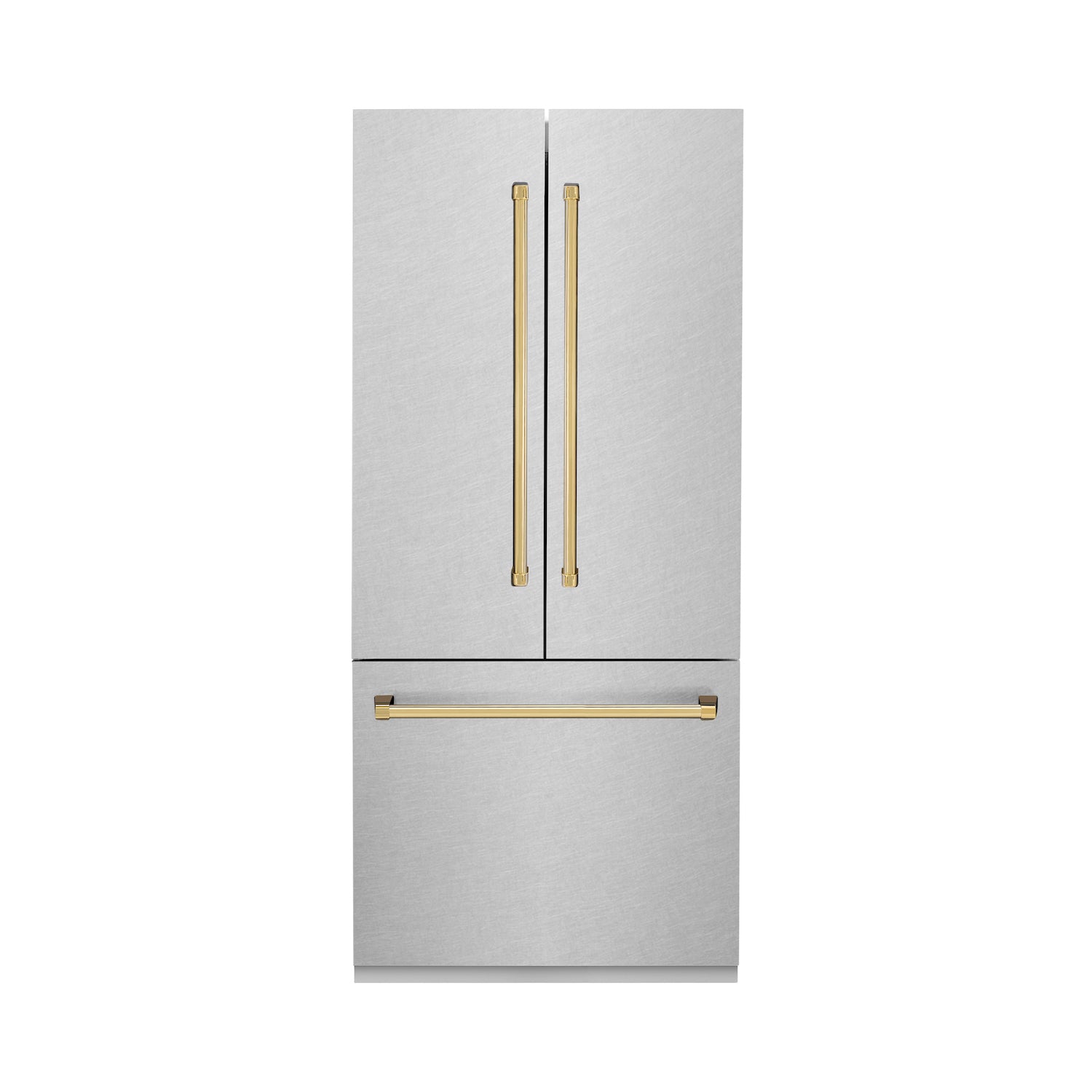 ZLINE 36" Autograph Edition Built-in 2-Door Bottom Freezer Refrigerator - Fingerprint Resistant Stainless Steel with Accents, Internal Water and Ice Dispenser
