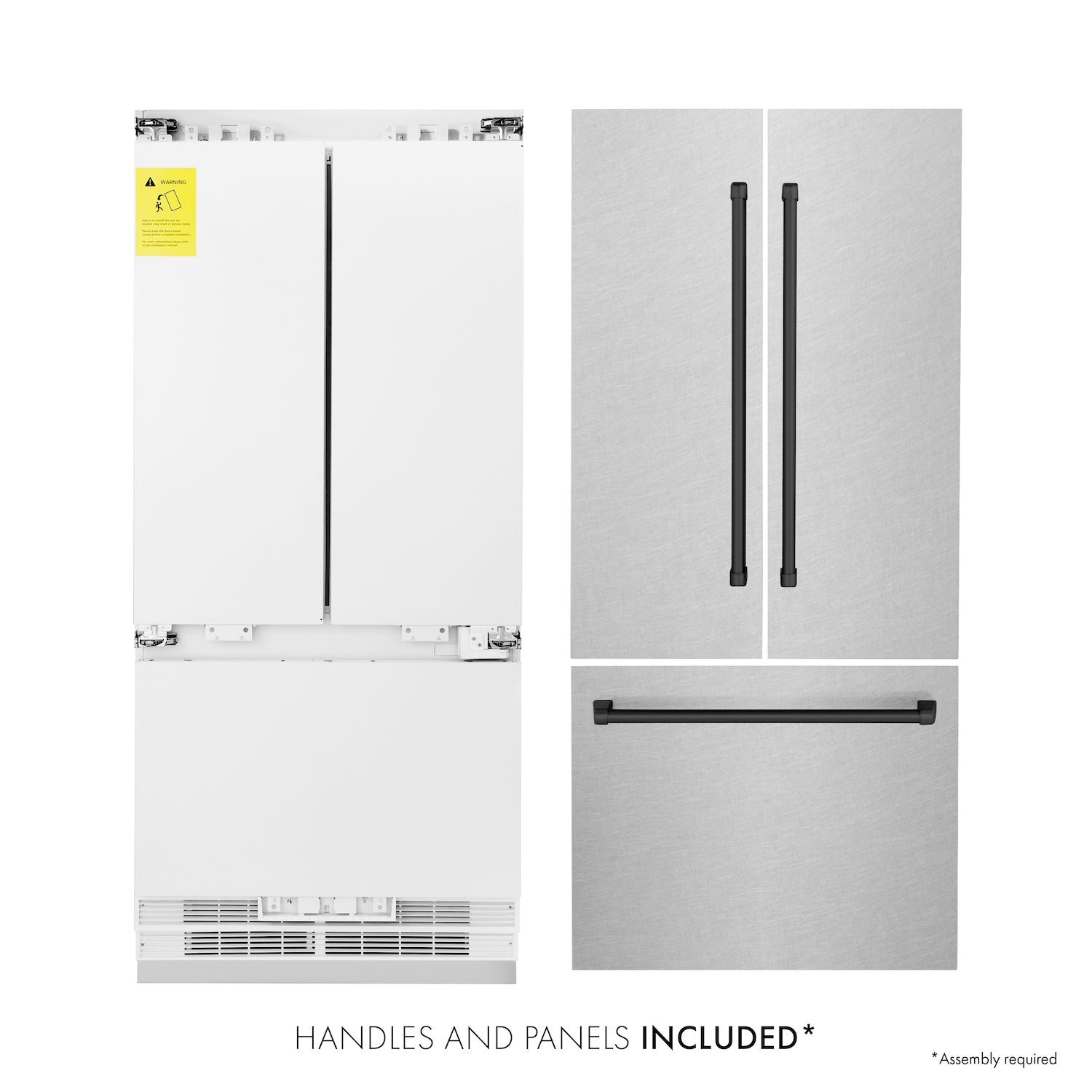 ZLINE 36" Autograph Edition Built-in 2-Door Bottom Freezer Refrigerator - Fingerprint Resistant Stainless Steel with Accents, Internal Water and Ice Dispenser