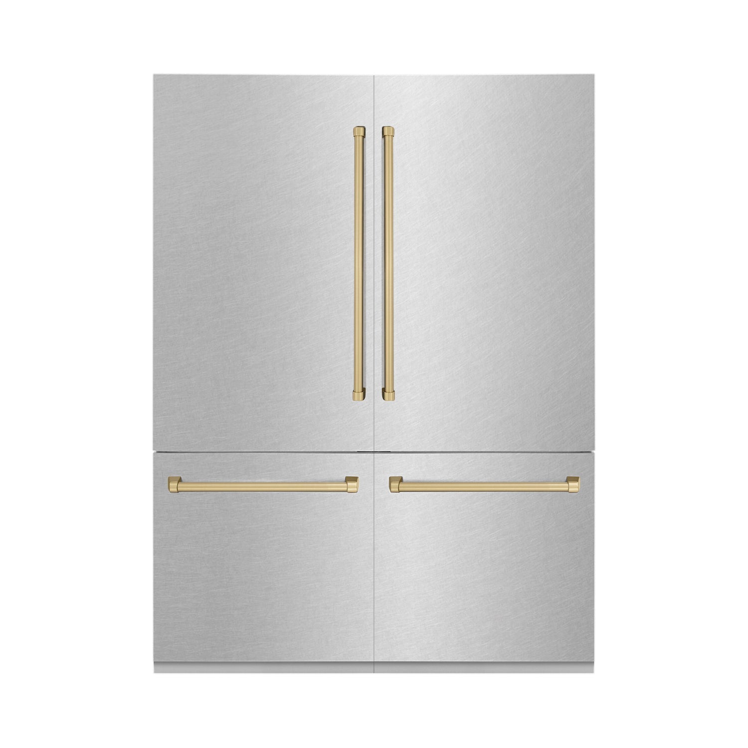 ZLINE 60" Autograph Edition Built-in 4-Door French Door Refrigerator - Fingerprint Resistant Stainless Steel with Accents, Internal Water and Ice Dispenser