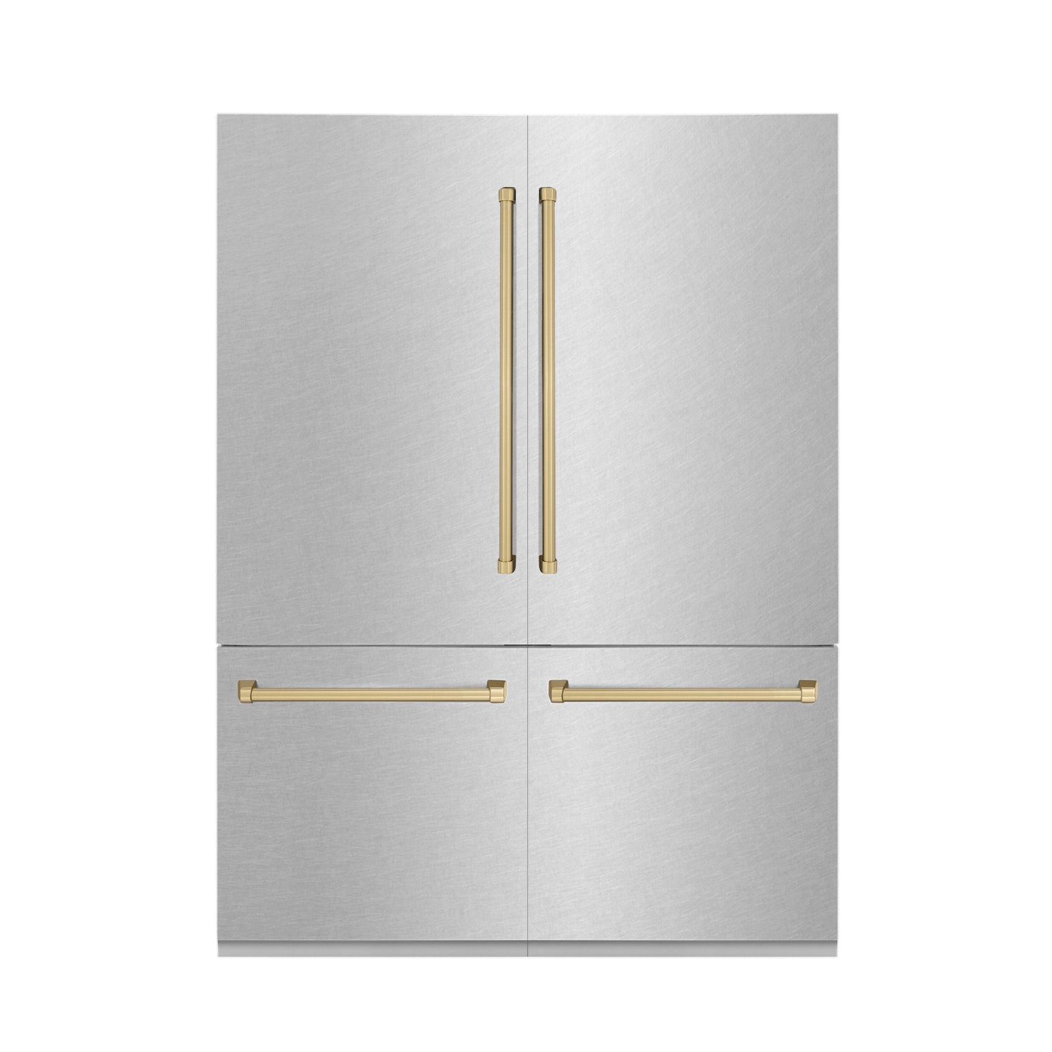 ZLINE 60" Autograph Edition Built-in 4-Door French Door Refrigerator - Fingerprint Resistant Stainless Steel with Accents, Internal Water and Ice Dispenser