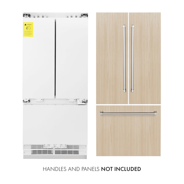 ZLINE 36" Panel Ready Built In 3-Door French Door Refrigerator - Internal Water and Ice Dispenser