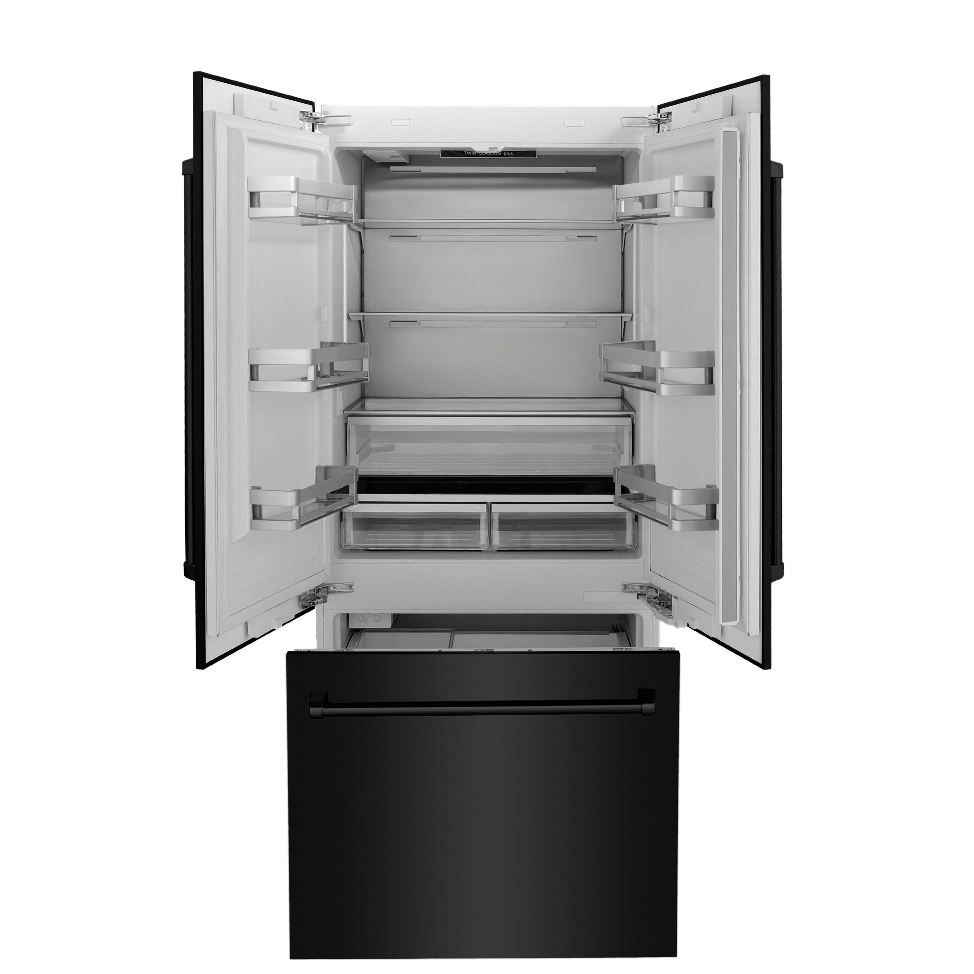 ZLINE 36" Built-In 3-Door French Door Refrigerator with Internal Water and Ice Dispenser - Black Stainless Steel