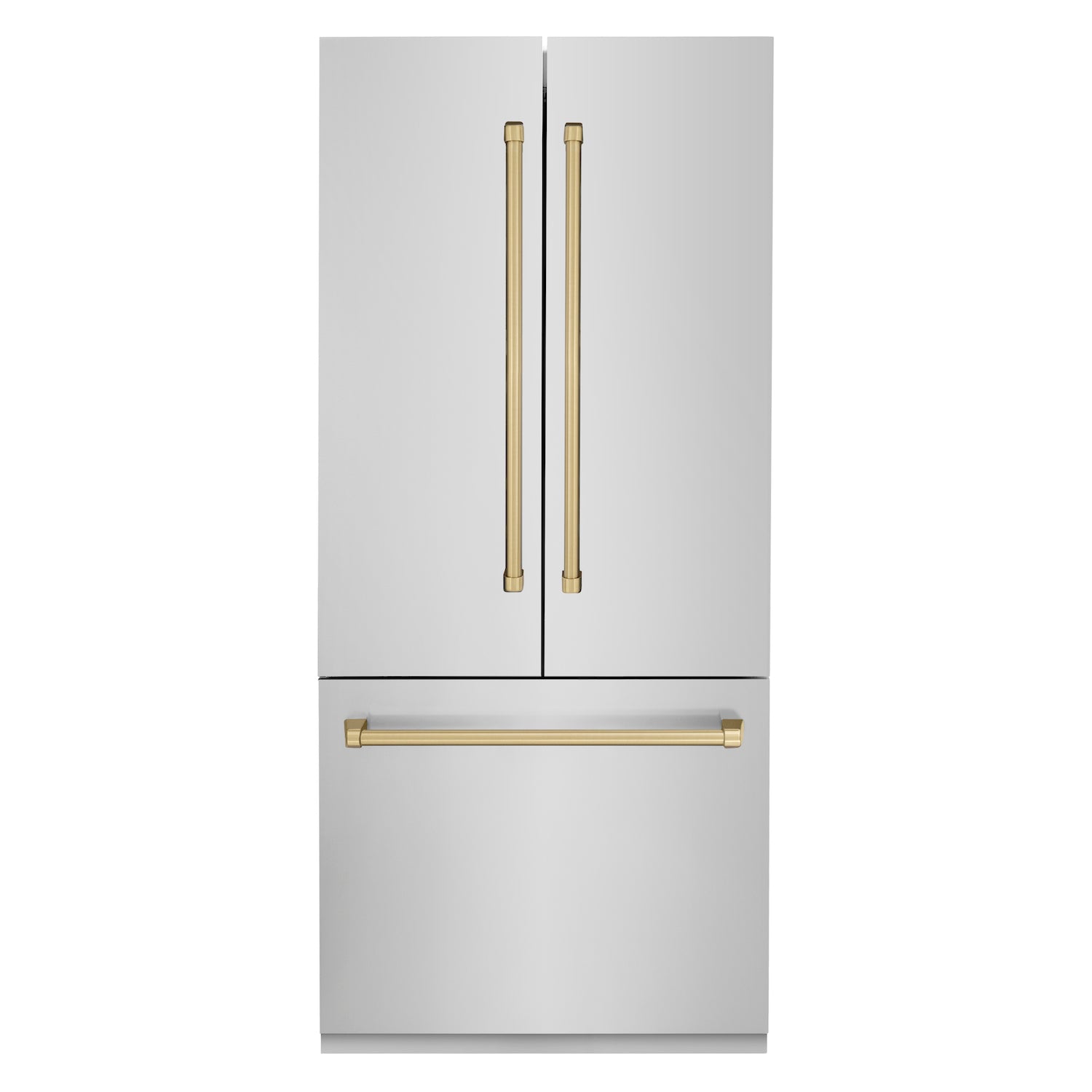 ZLINE 36" Autograph Edition Built-in 2-Door Bottom Freezer Refrigerator - Stainless Steel with Champagne Bronze Accents, Internal Water and Ice Dispenser