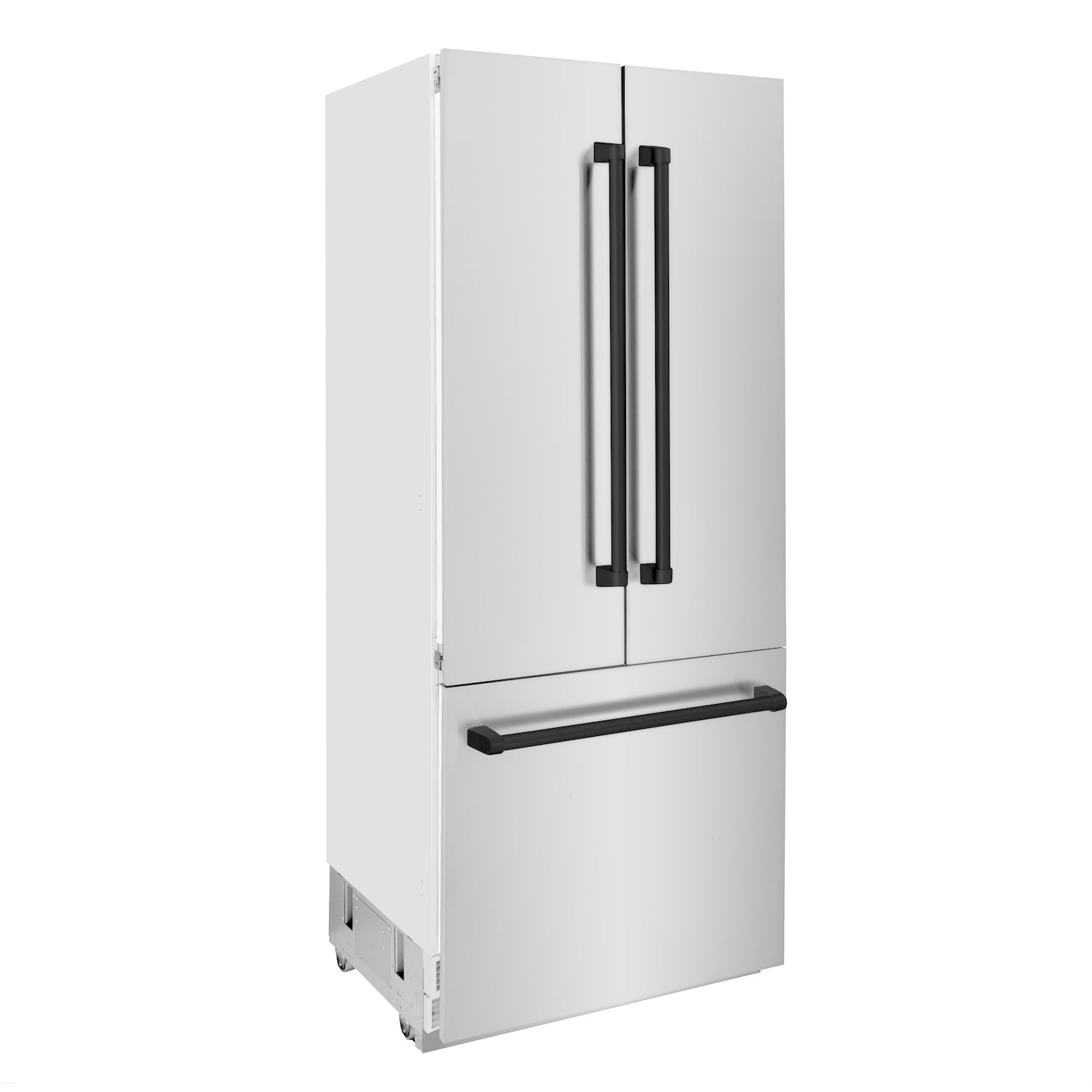ZLINE 36" Autograph Edition Built-in 2-Door Bottom Freezer Refrigerator - Stainless Steel with Internal Water and Ice Dispenser, Matte Black Accents
