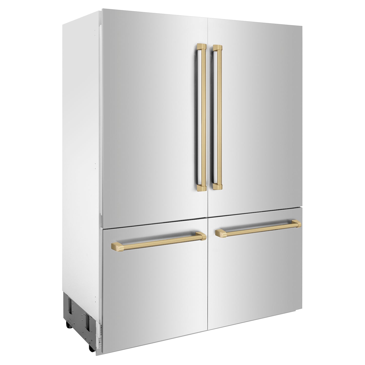 ZLINE 60" Autograph Edition Built-in 4-Door French Door Refrigerator with Internal Water and Ice Dispenser - Stainless Steel with Champagne Bronze Accents