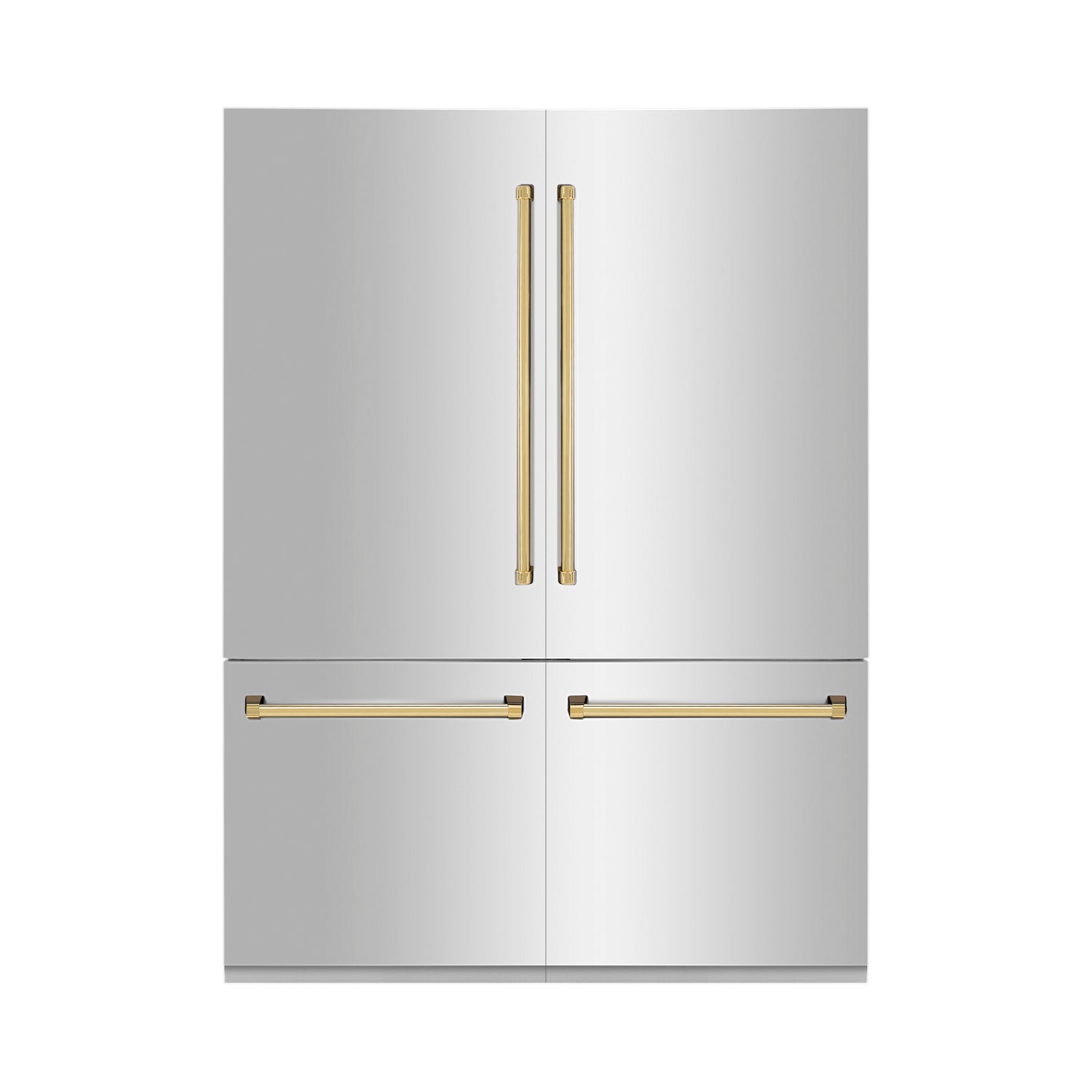ZLINE 60" Autograph Edition Built-in 4-Door French Door Refrigerator - Stainless Steel with Polished Gold Accents, Internal Water and Ice Dispenser