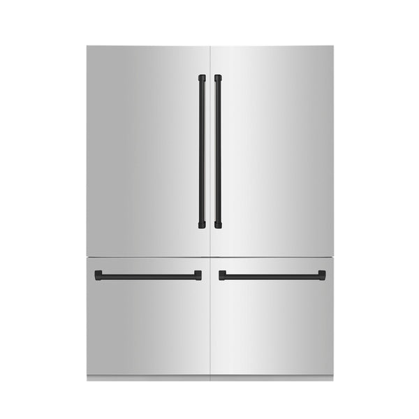ZLINE Autograph Edition 60" Built-in 4-Door French Door Refrigerator - Stainless Steel with Matte Black Accents, Internal Water and Ice Dispenser
