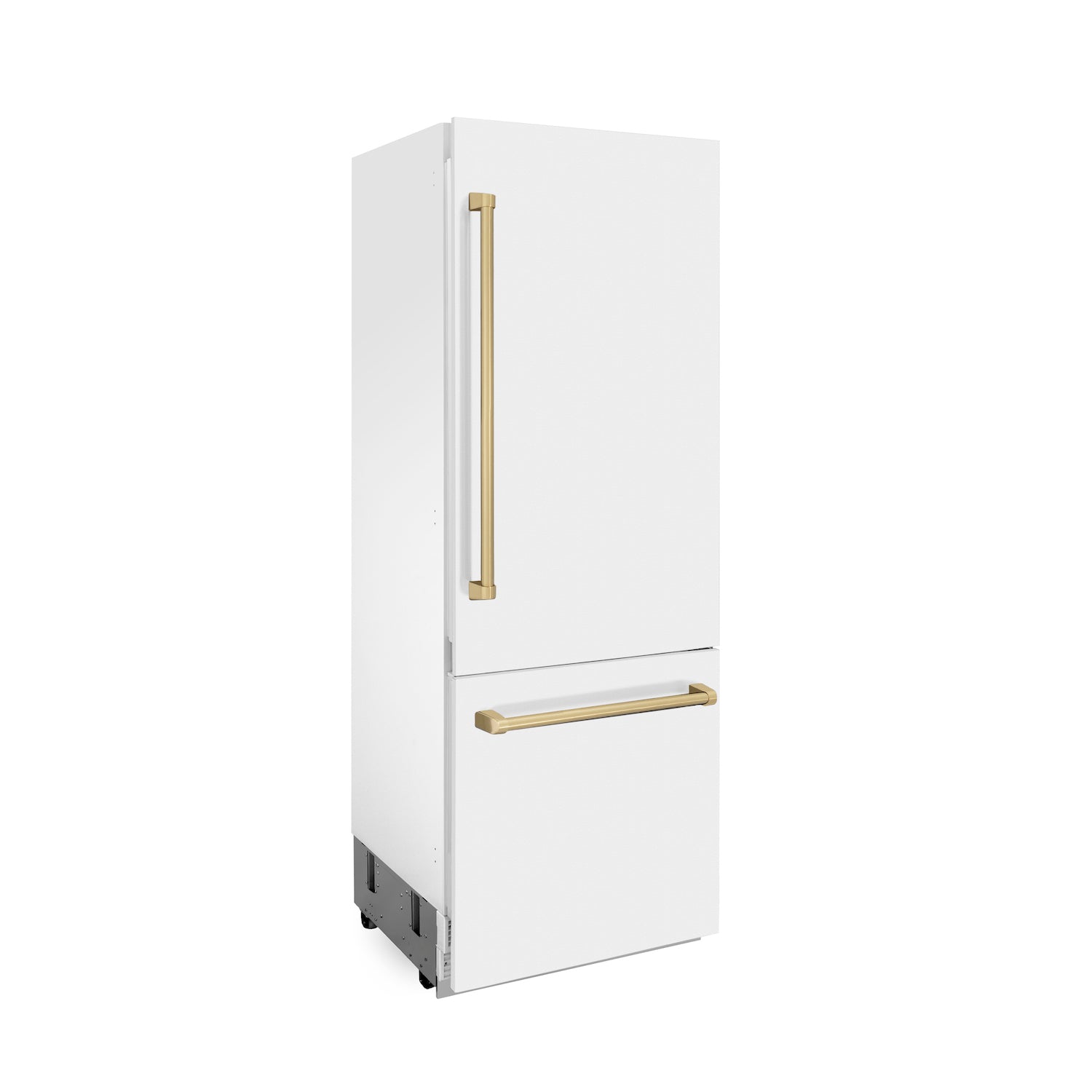 ZLINE 30" Autograph Edition Built-in 2-Door Bottom Freezer Refrigerator - Matte White with Accents, Internal Water and Ice Dispenser