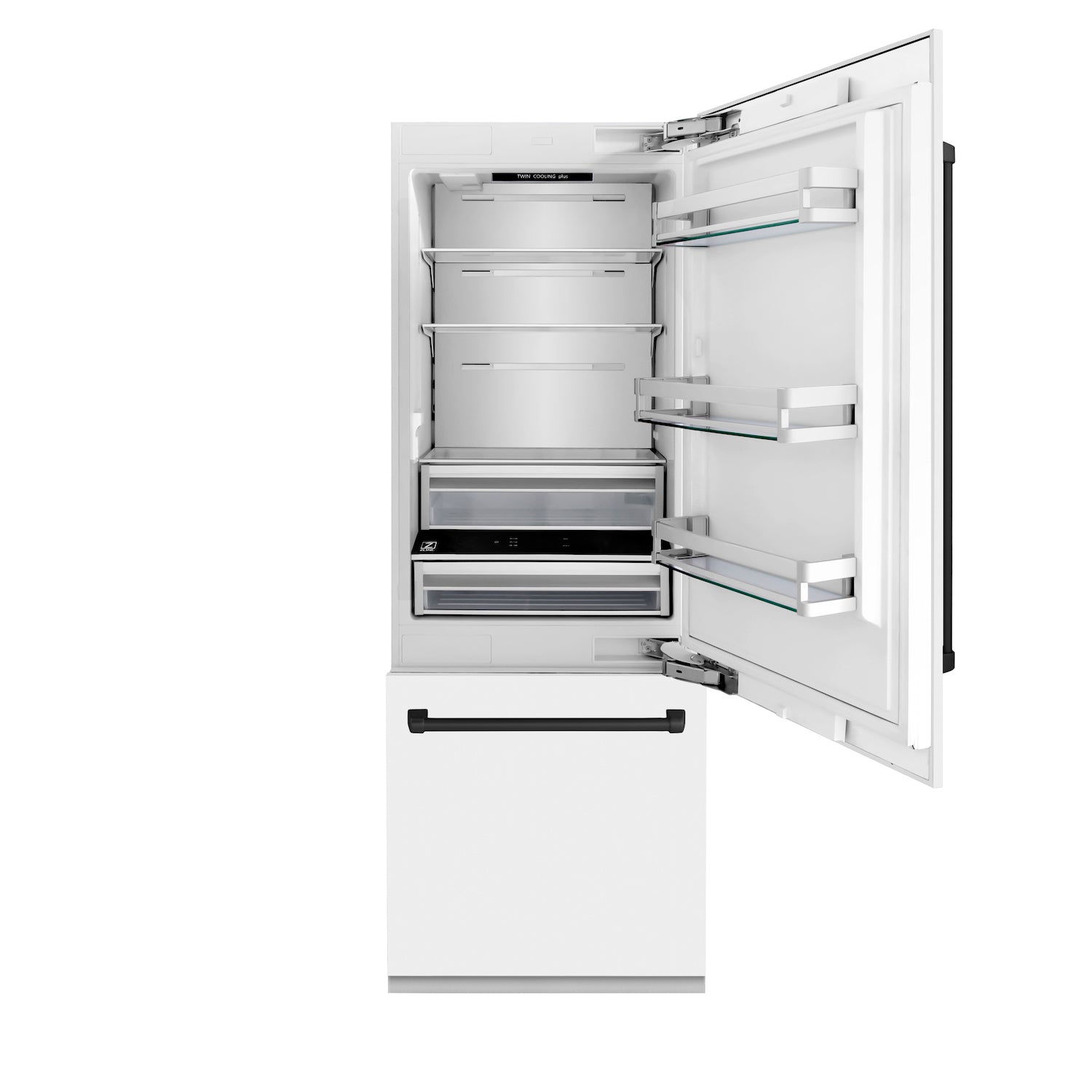 ZLINE 30" Autograph Edition Built-in 2-Door Bottom Freezer Refrigerator - Matte White with Accents, Internal Water and Ice Dispenser
