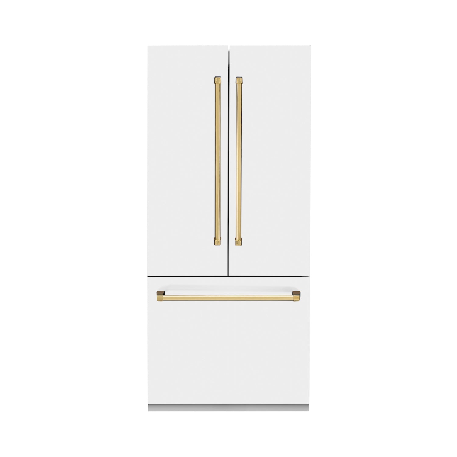 ZLINE 36" Built-In 2-Door Bottom Freezer Refrigerator with Internal Water and Ice Dispenser - Matte White with Accents