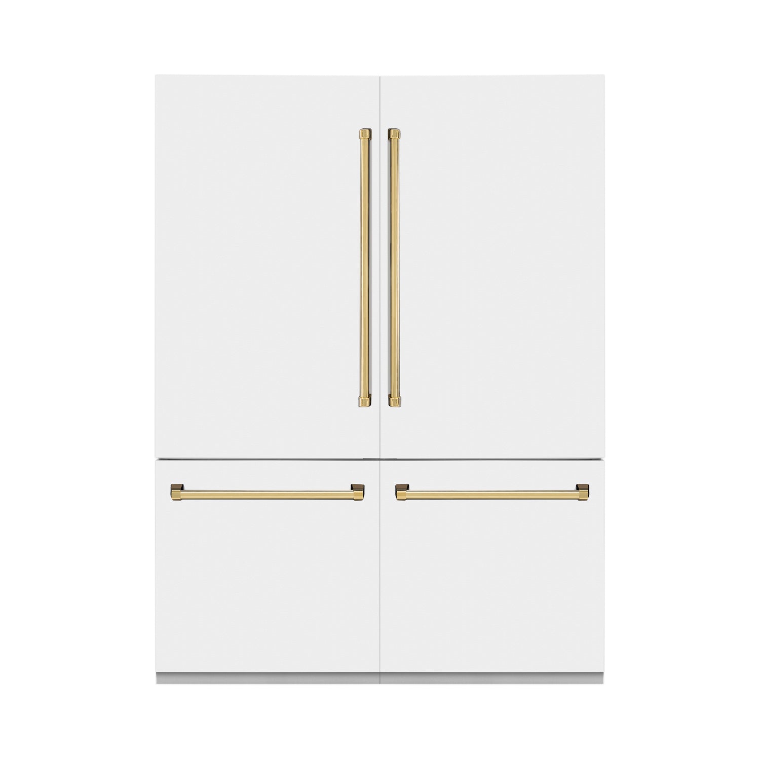 ZLINE 60" Autograph Edition Built-in 4-Door French Door Refrigerator - Matte White with Accents, Internal Water and Ice Dispenser