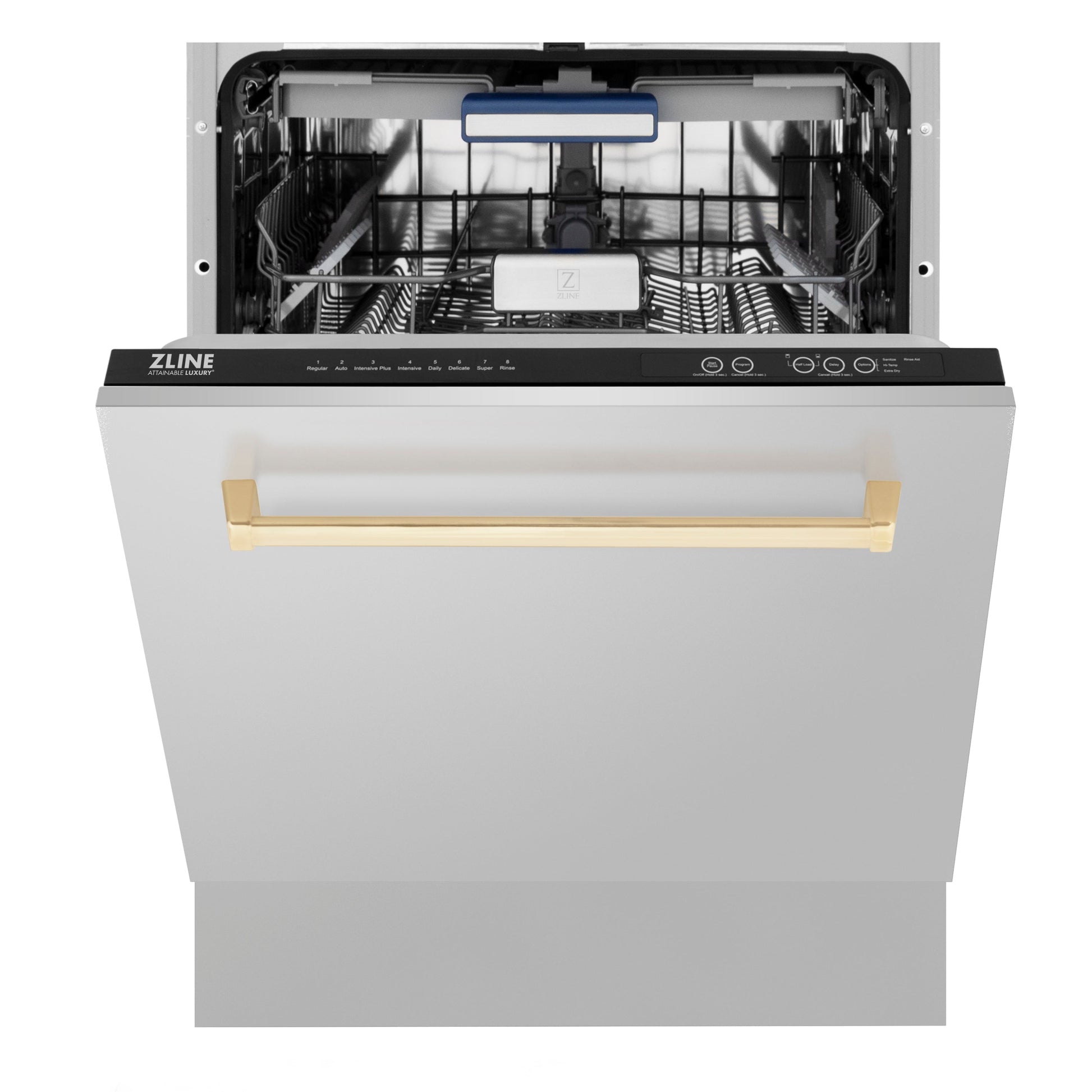 ZLINE Autograph Edition 24" 3rd Rack Top Control Tall Tub Dishwasher - Stainless Steel with Accent Handle