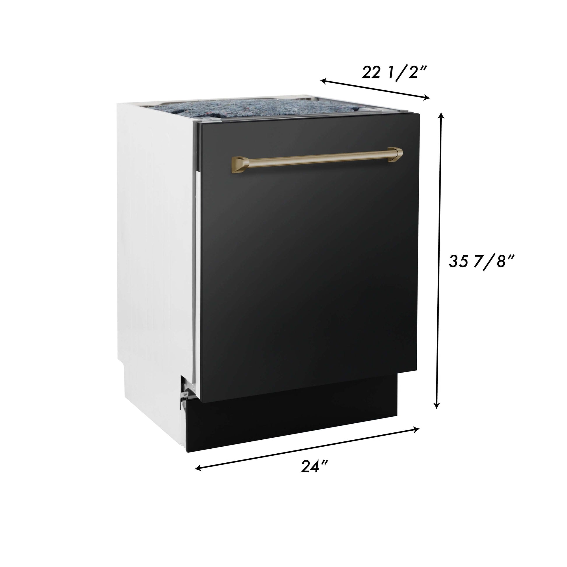 ZLINE 3-Appliance 30" Autograph Edition Kitchen Package with Black Stainless Steel Dual Fuel Range, Range Hood, and Dishwasher with Champagne Bronze Accents