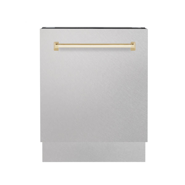 ZLINE Autograph Edition 24" 3rd Rack Top Control Tall Tub Dishwasher - Fingerprint Resistant Stainless Steel with Accent Handle