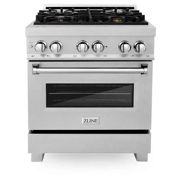 ZLINE 30" Dual Fuel Range with Gas Stove and Electric Oven - Fingerprint Resistant Stainless Steel with Brass Burners
