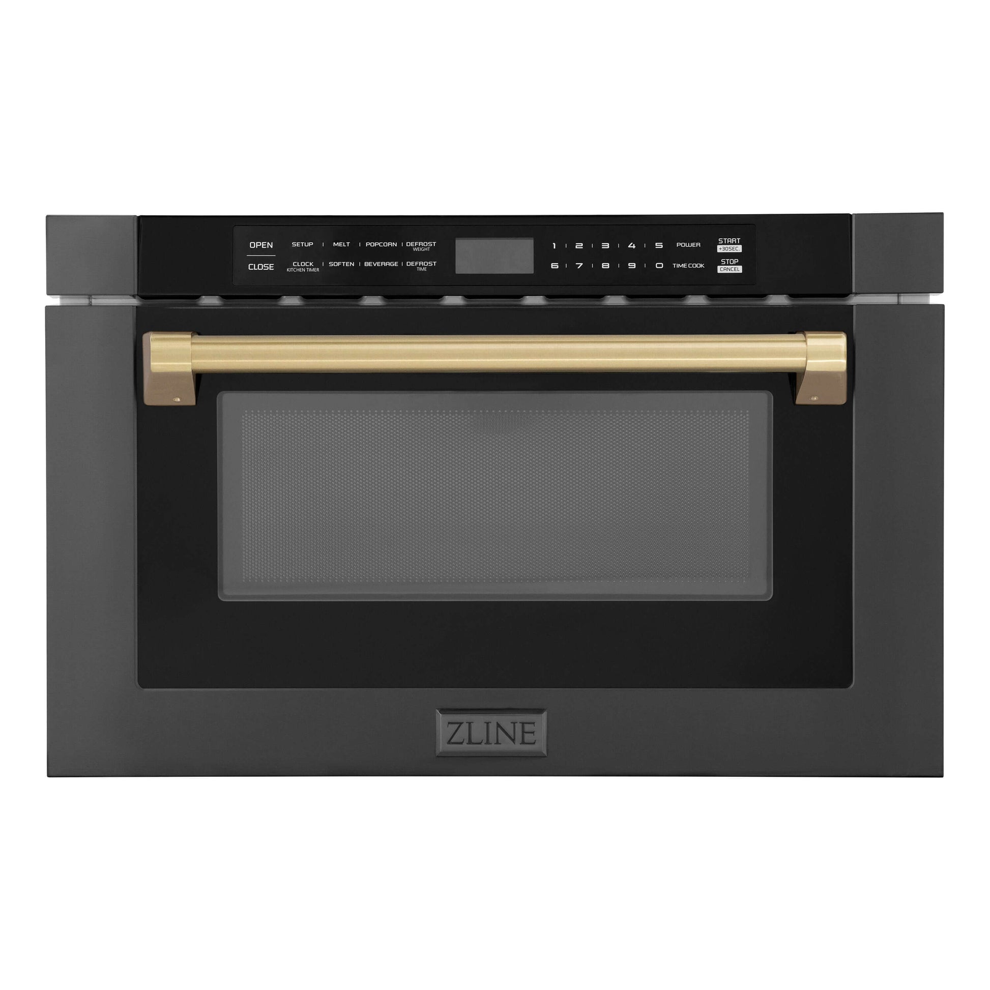 ZLINE Autograph Edition 24" Built-in Microwave Drawer - Black Stainless Steel with Accents