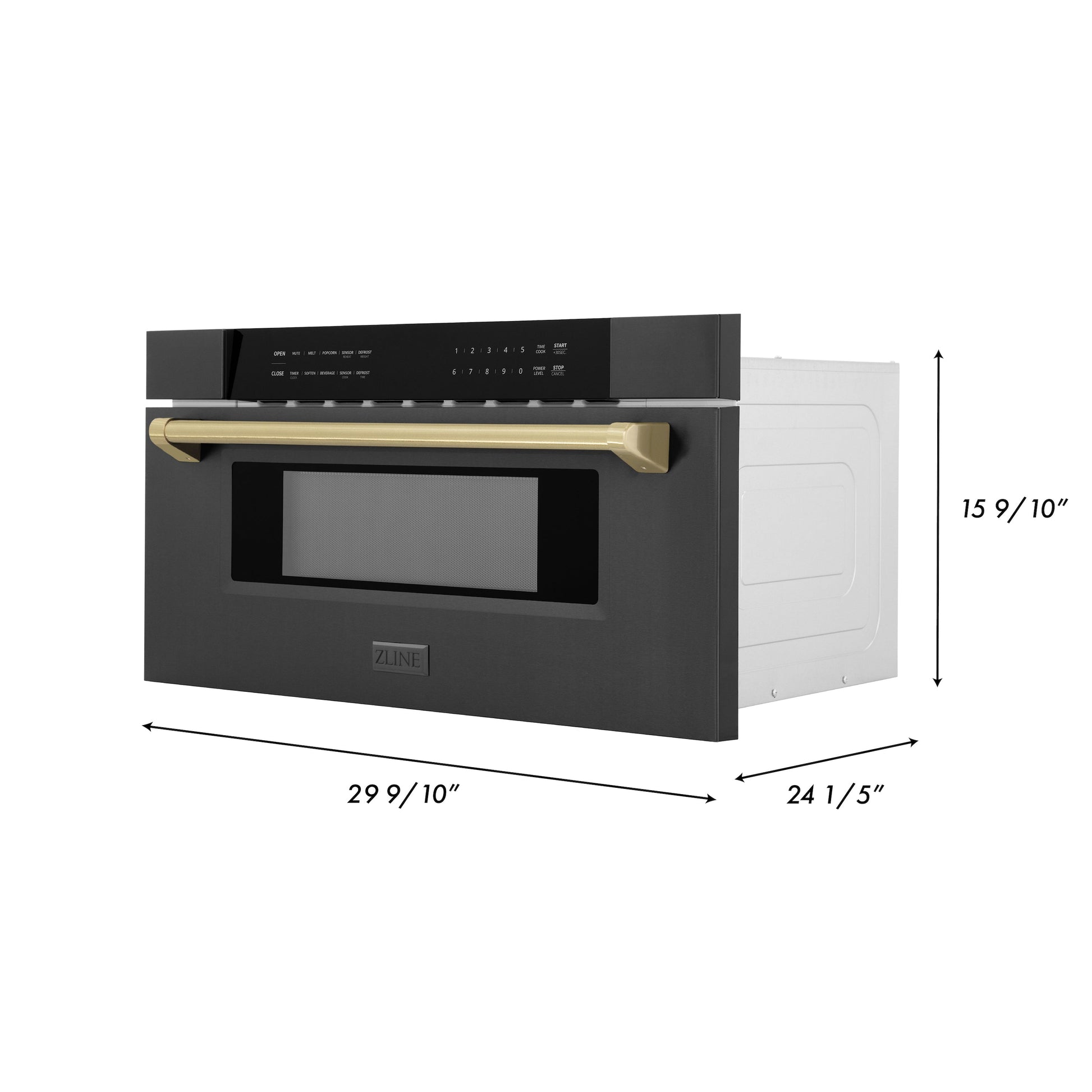 ZLINE Autograph Edition 30" Built-in Microwave Drawer - Black Stainless Steel with Accents