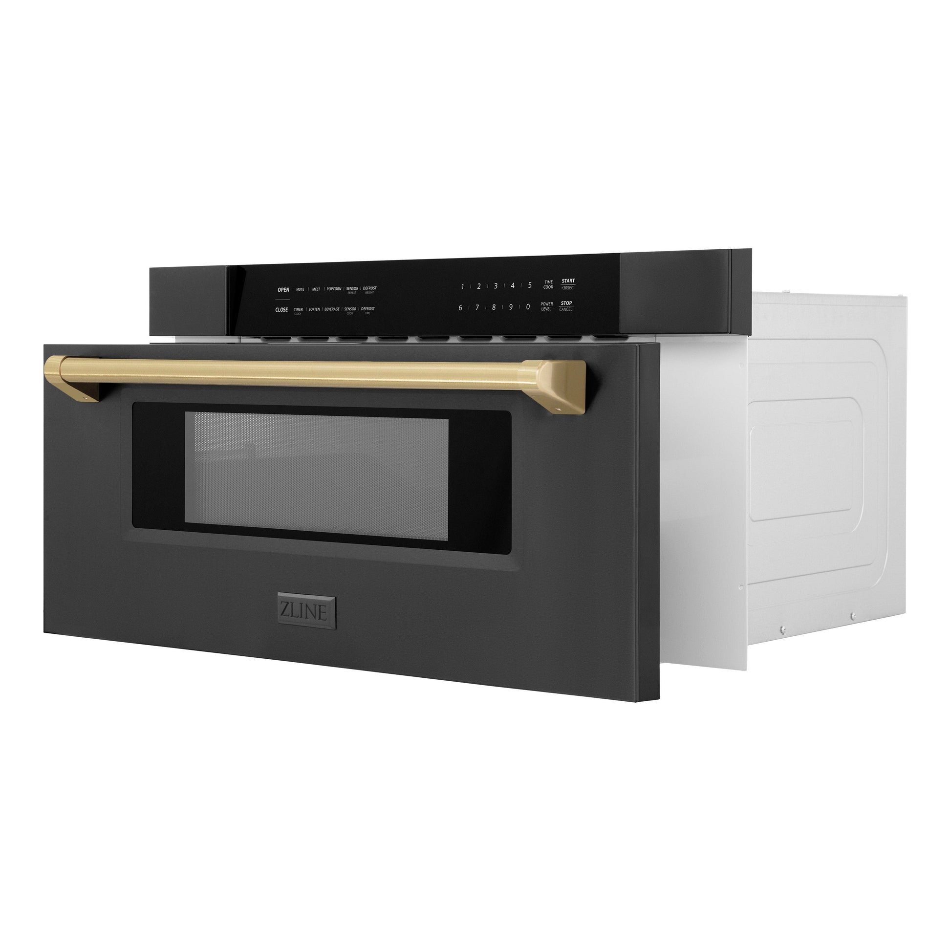 ZLINE Autograph Edition 30" Built-in Microwave Drawer - Black Stainless Steel with Accents
