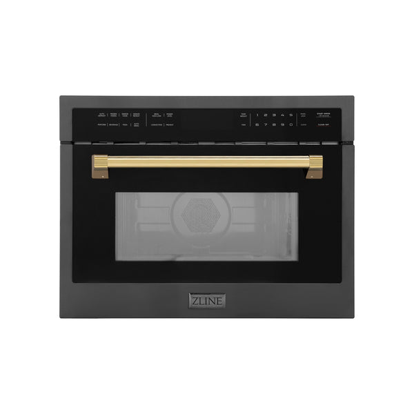 ZLINE Autograph Edition 24" Built-in Convection Microwave Oven - Black Stainless Steel with Accents