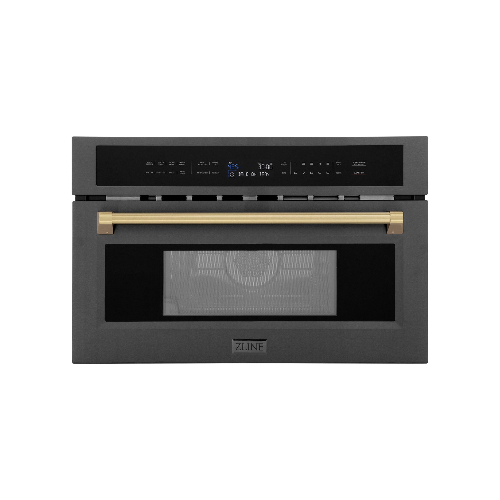 ZLINE Autograph Edition 30" Built-in Convection Microwave Oven - Black Stainless Steel with Accents