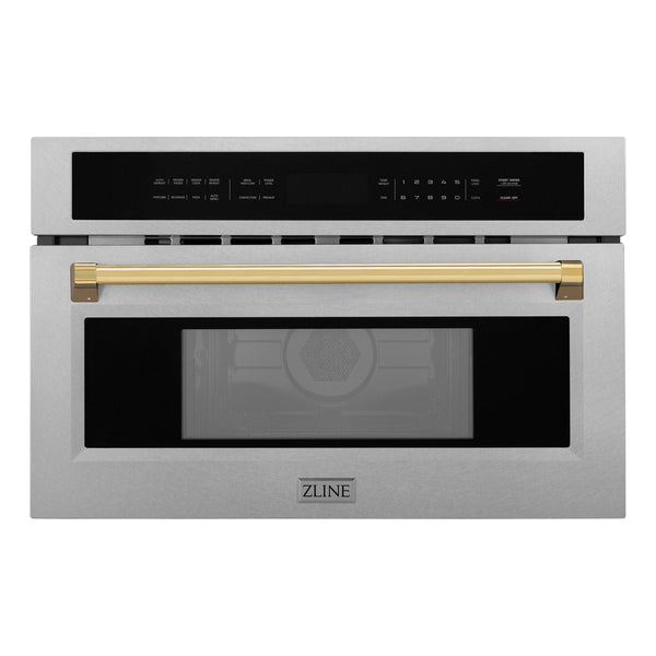 ZLINE Autograph Edition 30" Built-in Convection Microwave Oven - DuraSnow Stainless Steel with Accents
