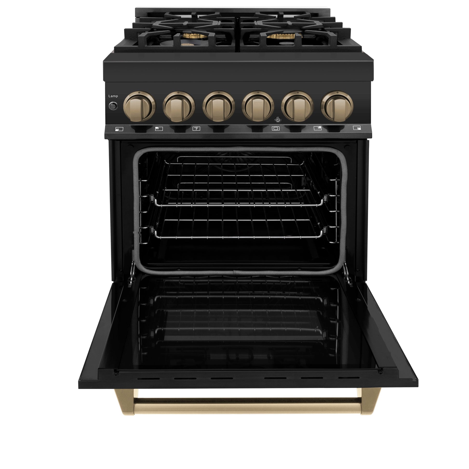 ZLINE Autograph Edition 24" Dual Fuel Range with Gas Stove and Electric Oven - Black Stainless Steel with Accents