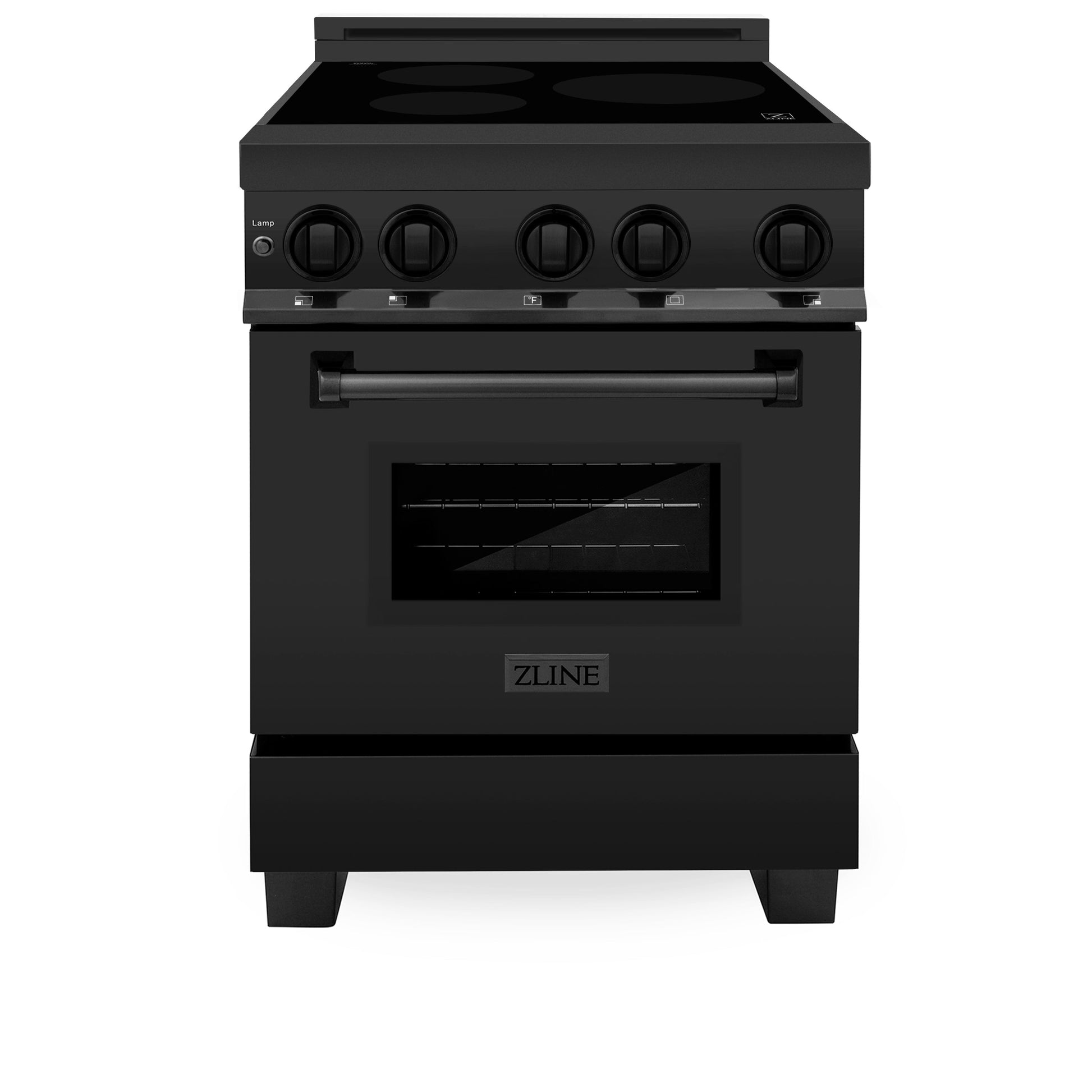 ZLINE Autograph Edition 24" Induction 3 Element Stove Range with Electric Oven - Black Stainless Steel