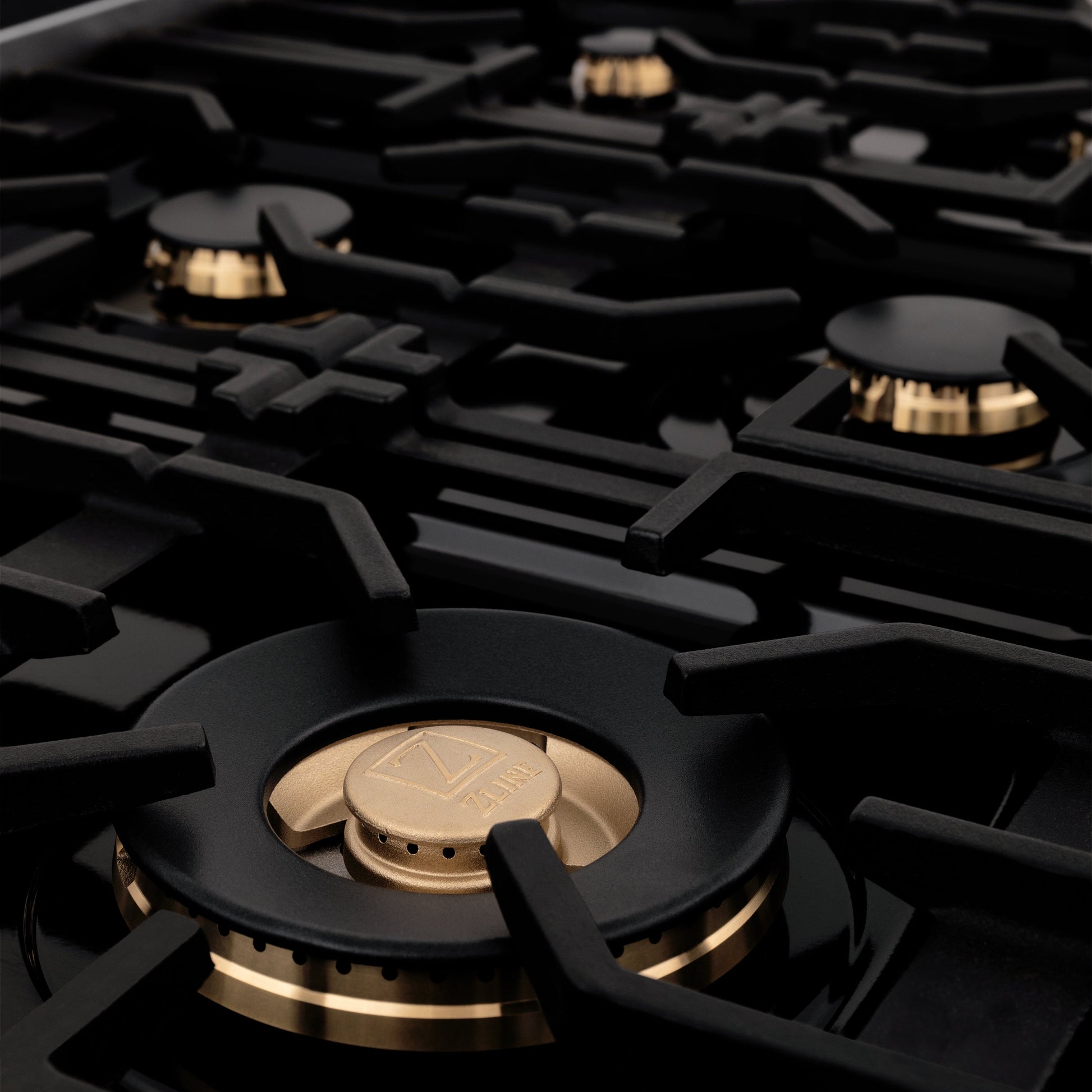 ZLINE Autograph Edition 36" Porcelain Rangetop with 6 Gas Burners - Black Stainless Steel with Accent Options