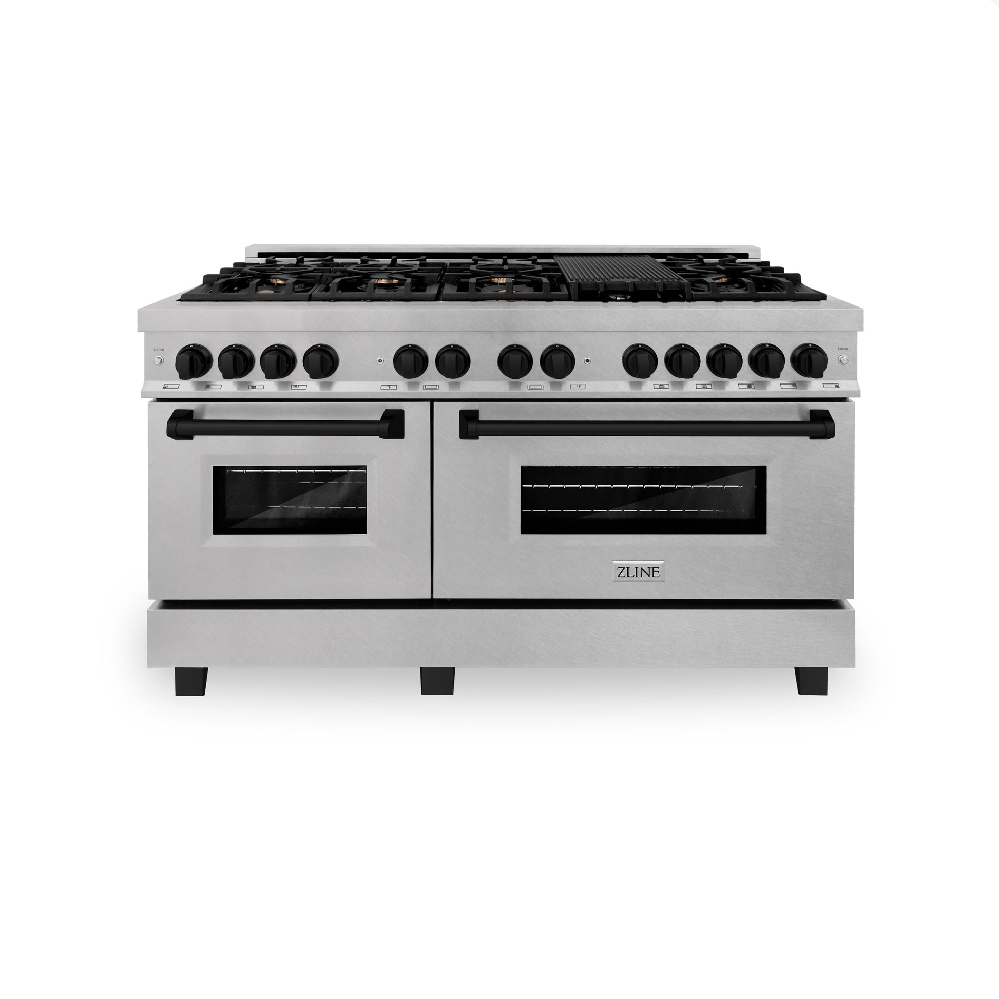 ZLINE Autograph Edition 60" Dual Fuel Range with Gas Stove and Electric Oven - DuraSnow Stainless Steel with Accents