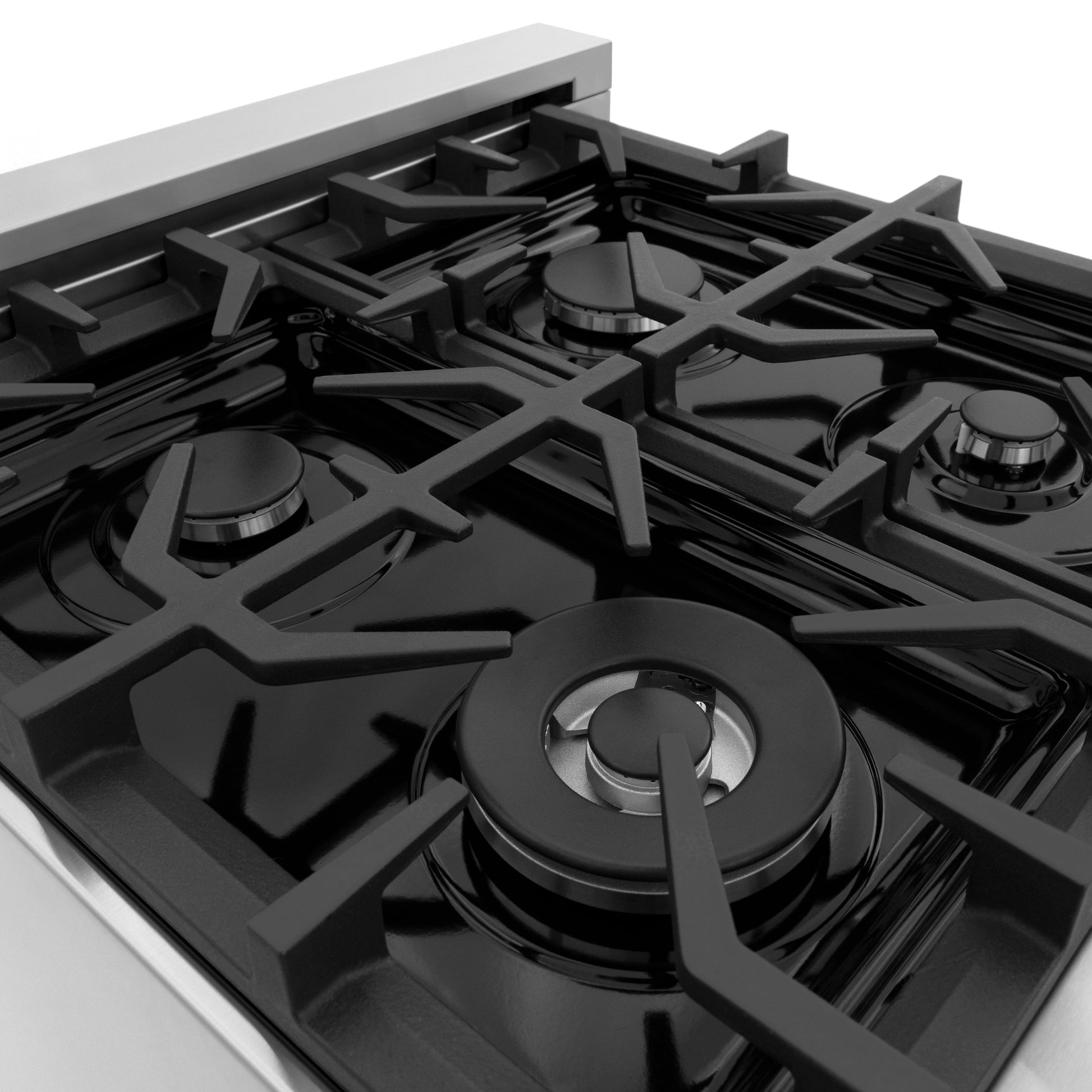 ZLINE 30" 2-Appliance Kitchen Package with Stainless Steel Dual Fuel Range with Matte Black Door & Convertible Vent Range Hood